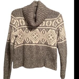 H&M pattern turtleneck pullover knit wool blend sweater gray‎ size Medium